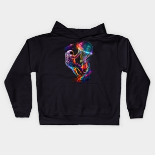 Basketball Astronaut in Outer Space Basketball Player Cosmic Kids Hoodie